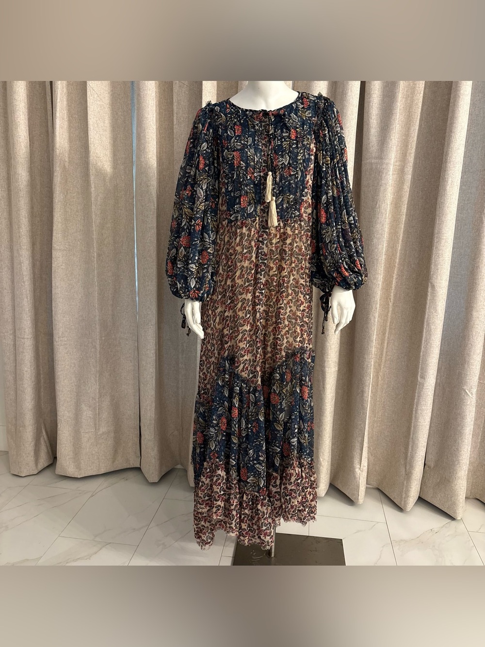 FREE PEOPLE ESTELLE CHIFFON SZ XL FLORAL MAXI DRESS